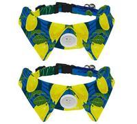 2 Pack Dog Collar with Bowtie and Bell, Citrus Lemons Pattern Adjustable Lapel Design Cat Bow Tie Collar for Small Pets