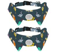 2 Pack Dog Collar with Bowtie and Bell, Cocktail Glass wine Glass Beer Fruits Drink Pattern Adjustable Lapel Design Cat Bow Tie Collar for Small Pets