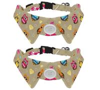 2 Pack Dog Collar with Bowtie and Bell, Color Cute Owl Love Heart Pattern Adjustable Lapel Design Cat Bow Tie Collar for Small Pets