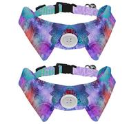 2 Pack Dog Collar with Bowtie and Bell, Colorful Mandalas Adjustable Lapel Design Cat Bow Tie Collar for Small Pets