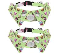2 Pack Dog Collar with Bowtie and Bell, Cup Cake Adjustable Lapel Design Cat Bow Tie Collar for Small Pets