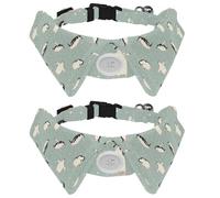 2 Pack Dog Collar with Bowtie and Bell, Cute Animals Penguins and Snowfall Pattern Adjustable Lapel Design Cat Bow Tie Collar for Small Pets