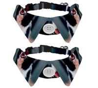 2 Pack Dog Collar with Bowtie and Bell, Cute Border Collie Adjustable Lapel Design Cat Bow Tie Collar for Small Pets