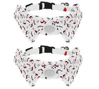 2 Pack Dog Collar with Bowtie and Bell, Cute Colorful Football Soccer Adjustable Lapel Design Cat Bow Tie Collar for Small Pets