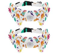 2 Pack Dog Collar with Bowtie and Bell, Cute Dinosaurs Volcanoes Adjustable Lapel Design Cat Bow Tie Collar for Small Pets