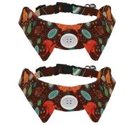 2 Pack Dog Collar with Bowtie and Bell, Cute Kiwi Birds Pattern Adjustable Lapel Design Cat Bow Tie Collar for Small Pets
