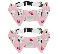 2 Pack Dog Collar with Bowtie and Bell, Cute Onigiri Rice Balls Adjustable Lapel Design Cat Bow Tie Collar for Small Pets