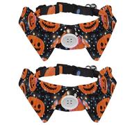 2 Pack Dog Collar with Bowtie and Bell, Cute Pumpkin Man Adjustable Lapel Design Cat Bow Tie Collar for Small Pets