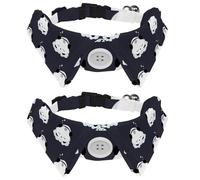 2 Pack Dog Collar with Bowtie and Bell, Cute Sleeping Panda Cartoon Animal Cloud Pattern Adjustable Lapel Design Cat Bow Tie Collar for Small Pets