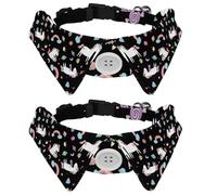 2 Pack Dog Collar with Bowtie and Bell, Cute Unicorn Dreams Pattern Adjustable Lapel Design Cat Bow Tie Collar for Small Pets