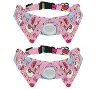2 Pack Dog Collar with Bowtie and Bell, Cute Unicorn Llama Alpaca Whale Rainbow Pattern Adjustable Lapel Design Cat Bow Tie Collar for Small Pets