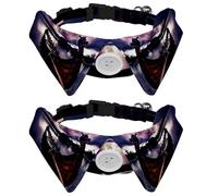 2 Pack Dog Collar with Bowtie and Bell, Dragon Boat at Dusk Adjustable Lapel Design Cat Bow Tie Collar for Small Pets