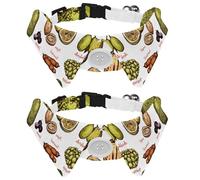 2 Pack Dog Collar with Bowtie and Bell, Exotic Tropical Summer Fruits Fruit Pattern Adjustable Lapel Design Cat Bow Tie Collar for Small Pets
