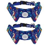 2 Pack Dog Collar with Bowtie and Bell, Fantastic Animals Dragon Unicorn Cat Mermaid UFO Adjustable Lapel Design Cat Bow Tie Collar for Small Pets