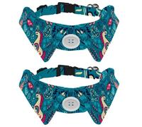 2 Pack Dog Collar with Bowtie and Bell, Fantastic Animals Unicorn cat Mermaid Dragon UFO Adjustable Lapel Design Cat Bow Tie Collar for Small Pets