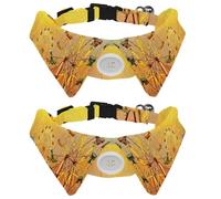 2 Pack Dog Collar with Bowtie and Bell, Ferris Wheel Adjustable Lapel Design Cat Bow Tie Collar for Small Pets
