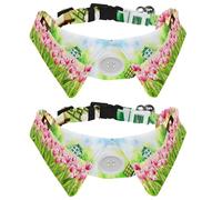 2 Pack Dog Collar with Bowtie and Bell, Flower Windmill Adjustable Lapel Design Cat Bow Tie Collar for Small Pets