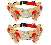 2 Pack Dog Collar with Bowtie and Bell, Flying Paired Cranes over a Rising Sun Adjustable Lapel Design Cat Bow Tie Collar for Small Pets