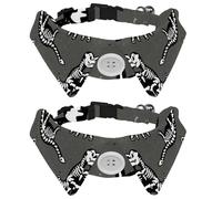 2 Pack Dog Collar with Bowtie and Bell, Funny Sketchy Fossil Dinosaurs Cartoon Dino Pattern Adjustable Lapel Design Cat Bow Tie Collar for Small Pets
