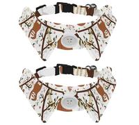 2 Pack Dog Collar with Bowtie and Bell, Funny Sloths Hanging on the Tree Pattern Adjustable Lapel Design Cat Bow Tie Collar for Small Pets