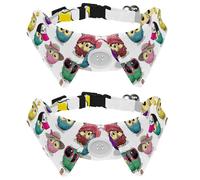 2 Pack Dog Collar with Bowtie and Bell, Furry Owl Team Adjustable Lapel Design Cat Bow Tie Collar for Small Pets