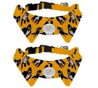 2 Pack Dog Collar with Bowtie and Bell, Gorillas Animal Pattern Adjustable Lapel Design Cat Bow Tie Collar for Small Pets