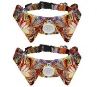 2 Pack Dog Collar with Bowtie and Bell, Graceful Peacock Adjustable Lapel Design Cat Bow Tie Collar for Small Pets