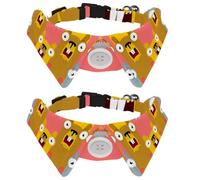 2 Pack Dog Collar with Bowtie and Bell, Groundhog Day Marmot Cute Animal Pattern Adjustable Lapel Design Cat Bow Tie Collar for Small Pets