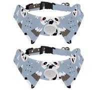 2 Pack Dog Collar with Bowtie and Bell, Happy Panda in the Forest Mountain Tree and Cloud Adjustable Lapel Design Cat Bow Tie Collar for Small Pets