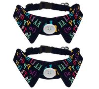 2 Pack Dog Collar with Bowtie and Bell, Hilarious Latin Alphabet Adjustable Lapel Design Cat Bow Tie Collar for Small Pets
