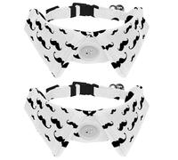 2 Pack Dog Collar with Bowtie and Bell, Hipster Mustache Adjustable Lapel Design Cat Bow Tie Collar for Small Pets