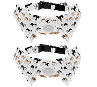 2 Pack Dog Collar with Bowtie and Bell, Husky Dogs Pattern Adjustable Lapel Design Cat Bow Tie Collar for Small Pets