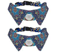 2 Pack Dog Collar with Bowtie and Bell, Indian Mandala Floral Colorful Pattern Adjustable Lapel Design Cat Bow Tie Collar for Small Pets