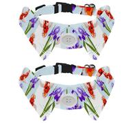 2 Pack Dog Collar with Bowtie and Bell, Iris and Koi Fish Adjustable Lapel Design Cat Bow Tie Collar for Small Pets