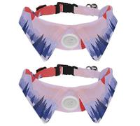 2 Pack Dog Collar with Bowtie and Bell, Japan Winter Forest Fir Trees Pines Red Sun Sunset Sunrise Adjustable Lapel Design Cat Bow Tie Collar for Small Pets