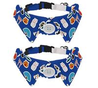 2 Pack Dog Collar with Bowtie and Bell, Japanese Architecture Buildings Pattern Adjustable Lapel Design Cat Bow Tie Collar for Small Pets