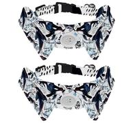 2 Pack Dog Collar with Bowtie and Bell, Killer Whale Watercolor Pattern Adjustable Lapel Design Cat Bow Tie Collar for Small Pets