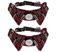 2 Pack Dog Collar with Bowtie and Bell, Lines of Letters Red Purple White Adjustable Lapel Design Cat Bow Tie Collar for Small Pets