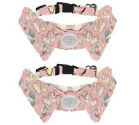 2 Pack Dog Collar with Bowtie and Bell, Magic Unicorns Clouds Rainbow and Stars Pattern Adjustable Lapel Design Cat Bow Tie Collar for Small Pets