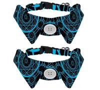 2 Pack Dog Collar with Bowtie and Bell, Magical Sun Moon Star Adjustable Lapel Design Cat Bow Tie Collar for Small Pets