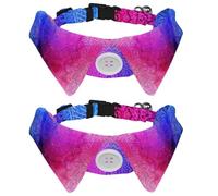 2 Pack Dog Collar with Bowtie and Bell, Mandalas on a Blue Pink Turquoise Purple Pattern Adjustable Lapel Design Cat Bow Tie Collar for Small Pets