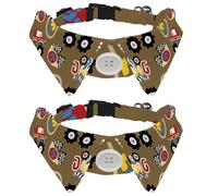 2 Pack Dog Collar with Bowtie and Bell, Monster Truck Race Cartoon Pattern Adjustable Lapel Design Cat Bow Tie Collar for Small Pets