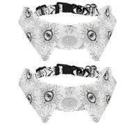 2 Pack Dog Collar with Bowtie and Bell, Mystic Alchemy Occult All Seeing Eye Pattern Adjustable Lapel Design Cat Bow Tie Collar for Small Pets