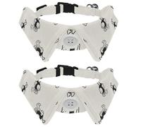 2 Pack Dog Collar with Bowtie and Bell, Ostrich Pattern Adjustable Lapel Design Cat Bow Tie Collar for Small Pets