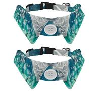 2 Pack Dog Collar with Bowtie and Bell, Peacock As Night Sky over City Adjustable Lapel Design Cat Bow Tie Collar for Small Pets