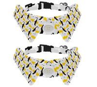 2 Pack Dog Collar with Bowtie and Bell, Penguin Surfs the Surfboard Pattern Adjustable Lapel Design Cat Bow Tie Collar for Small Pets