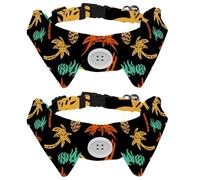 2 Pack Dog Collar with Bowtie and Bell, Pineapple Palm Art Clip Adjustable Lapel Design Cat Bow Tie Collar for Small Pets