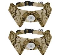 2 Pack Dog Collar with Bowtie and Bell, Portrait of a steampunk Man Illustration Adjustable Lapel Design Cat Bow Tie Collar for Small Pets