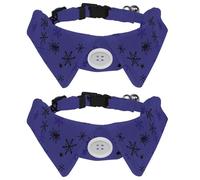 2 Pack Dog Collar with Bowtie and Bell, Pretty Winter Snowflakes Doodle Style Pattern Adjustable Lapel Design Cat Bow Tie Collar for Small Pets