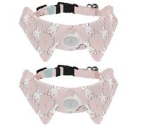 2 Pack Dog Collar with Bowtie and Bell, Rabbit Cute Bunny Foot and Tail Pattern Adjustable Lapel Design Cat Bow Tie Collar for Small Pets